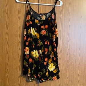 5/$25 Black Floral Romper with Pockets